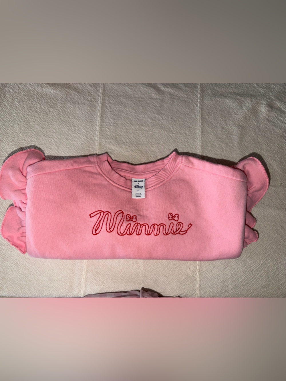 Disney Pink Sweatshirt with Red Minnie Embroidery
